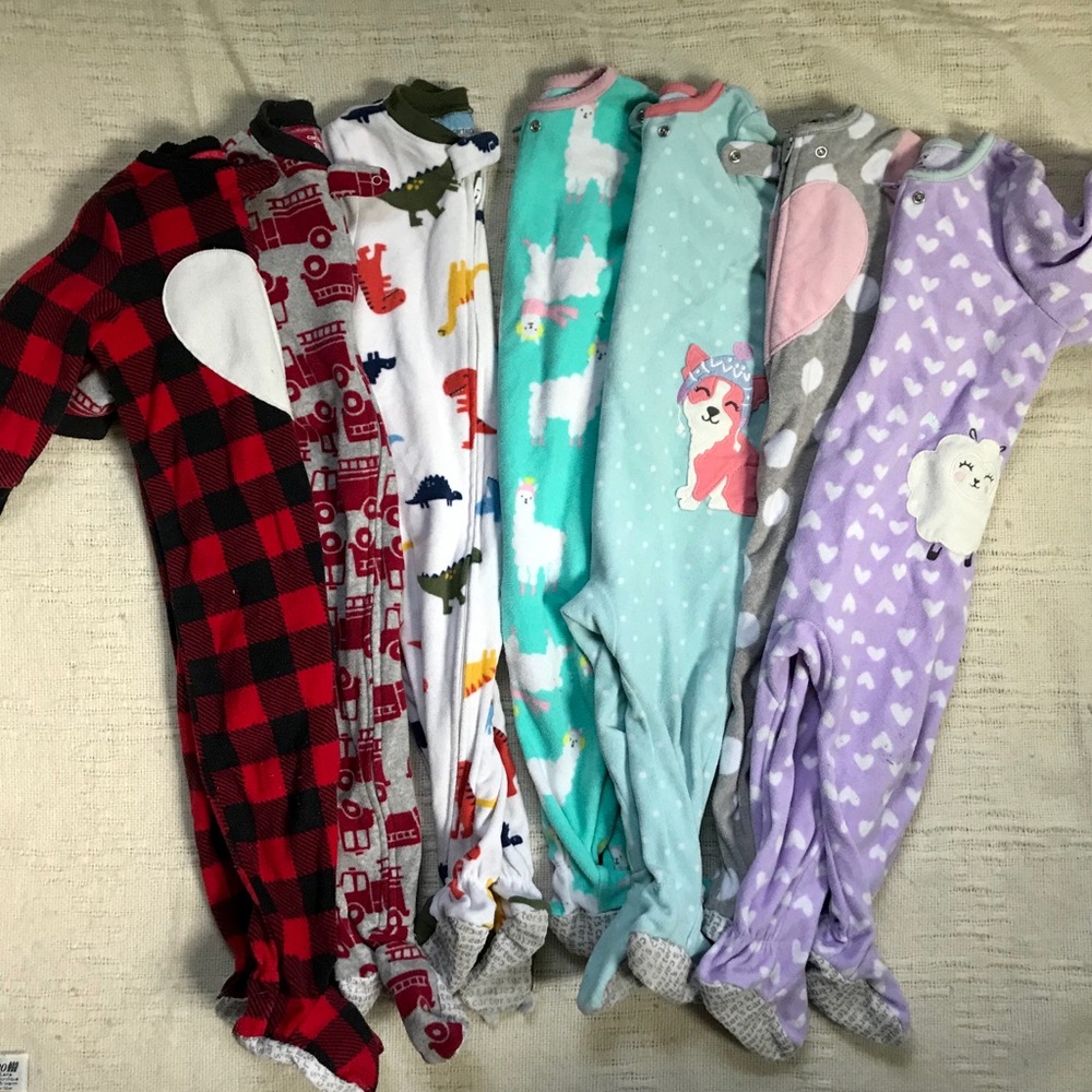7 Carter’s flannel footed PJs 18M